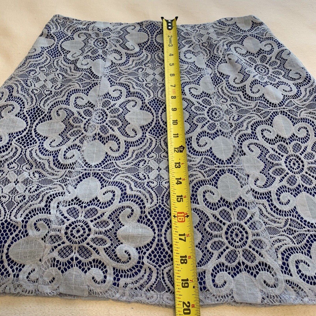 Great New York & Company Womens Blue Lace Overlay A- Line Skirt Size 10 PcGeIsJa6 Discount