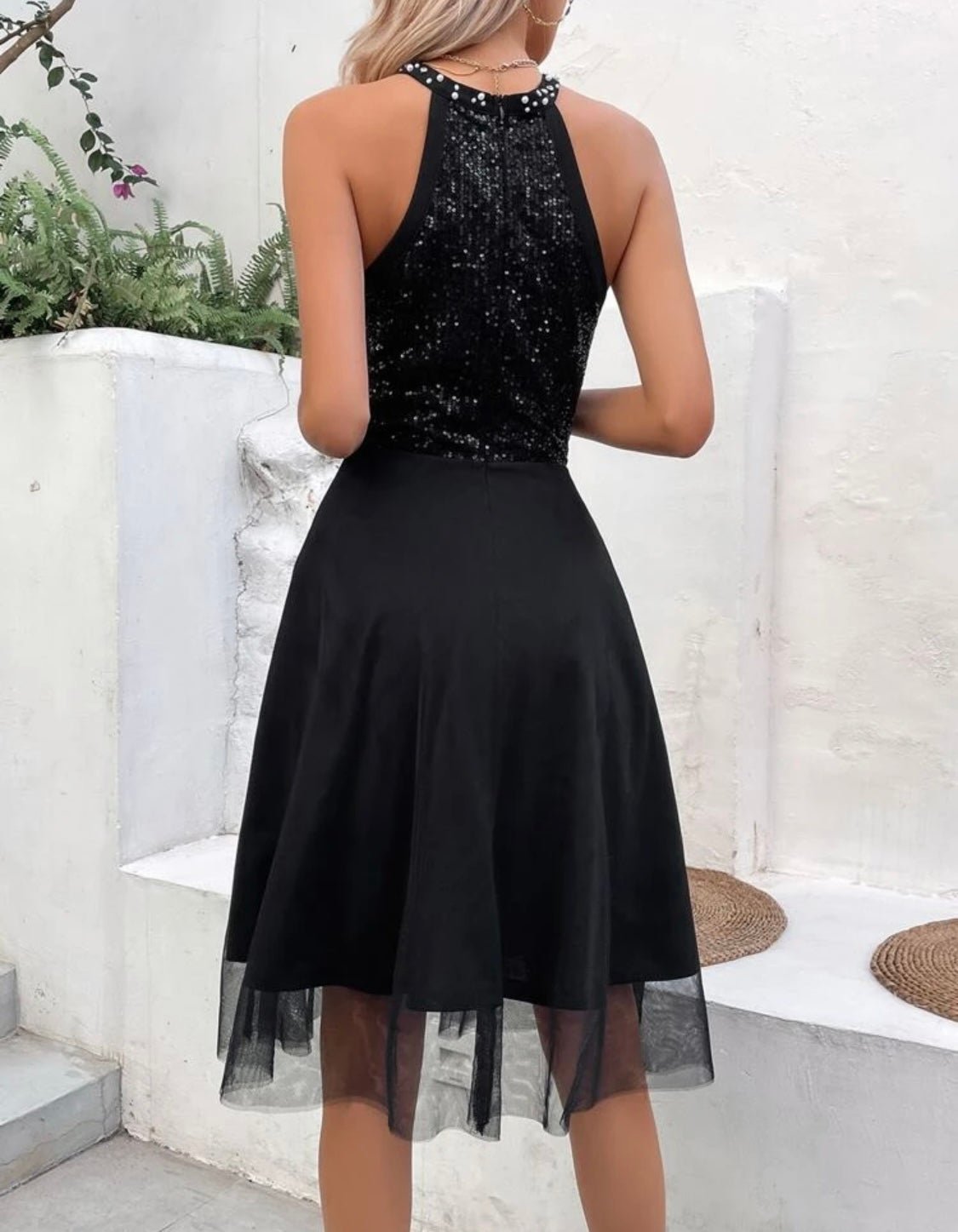 Affordable New - Women’s / Teen Black Sequin, Rhinestone and Pearl Halter Dress / Clothing gcXSLWEqs just for you