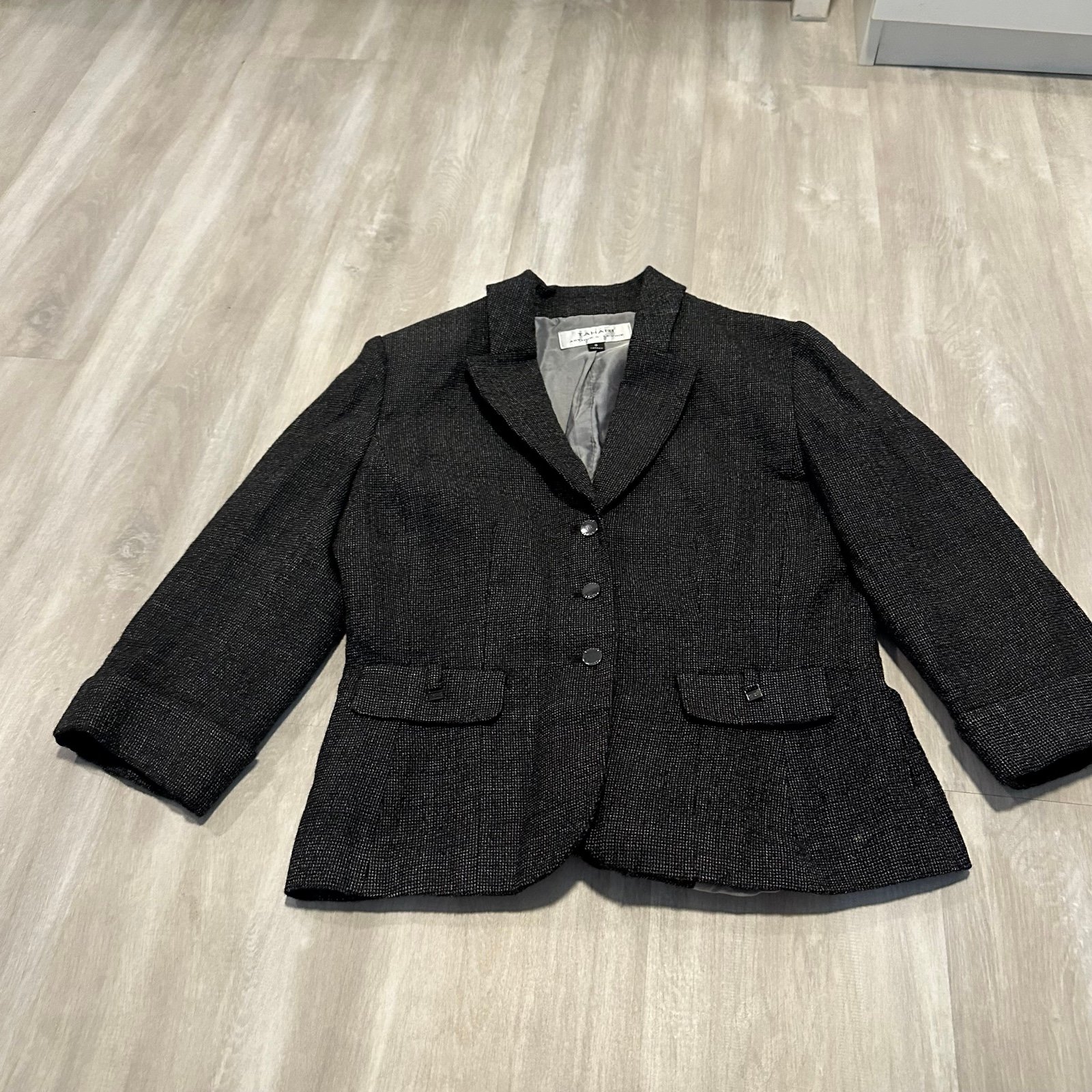 Perfect Tahari Arthur Levine Gray Lined Blazer Jacket S