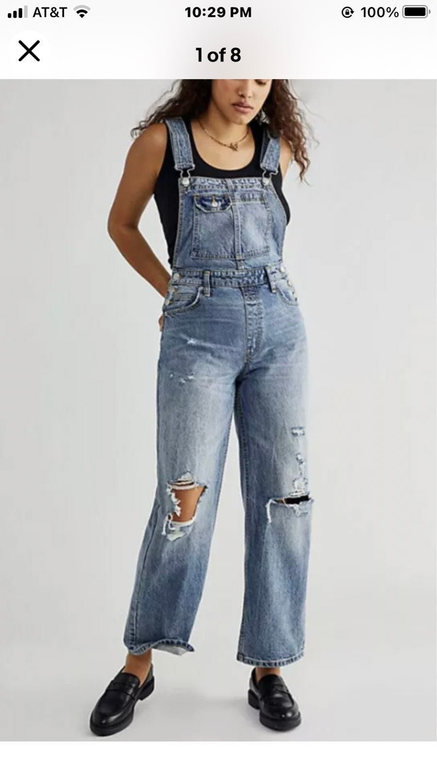 Factory Direct  Free People Crvy Denim Destroyed Overal