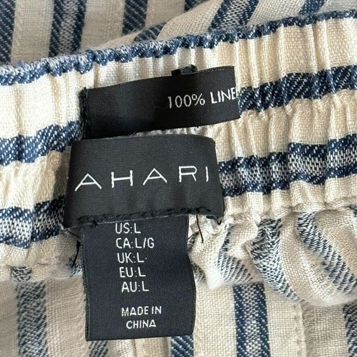 Buy Tahari 100% Linen Maxi Skirt Women Blue Striped Button Slits Pockets size large fpyLjSNgS no tax