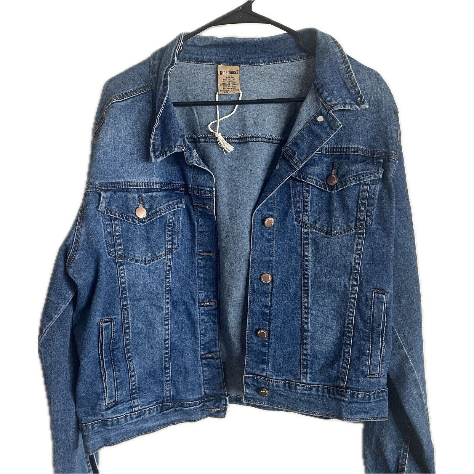 big discount NWOT Nina Rossi Crop Denim Jean Jacket Size 2x Fits Like xL omAXbS1IO Fashion