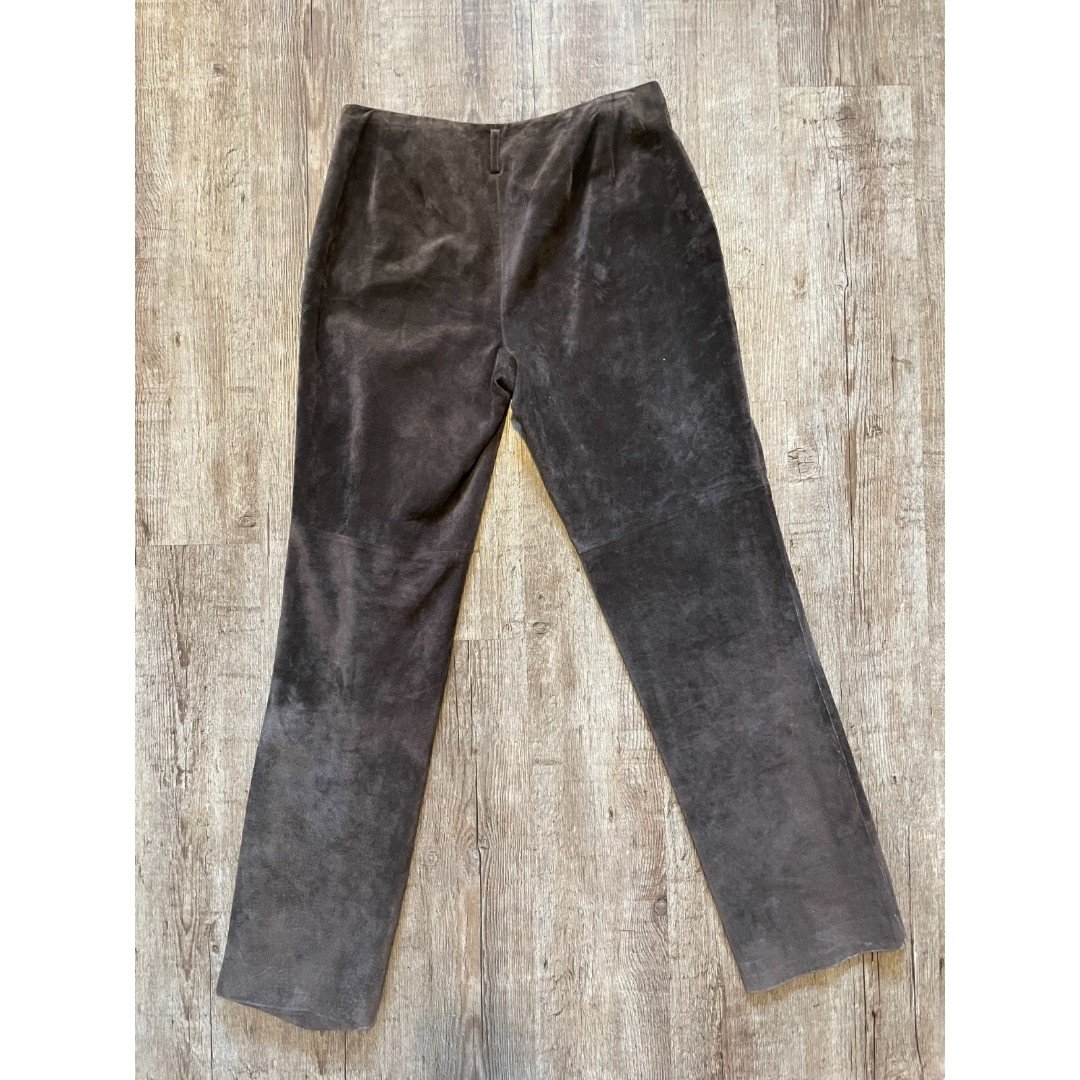 Amazing Straight Leg Suede Pants Sz 6 Brown W Petite Brand Lined Side Zipper Leather MgM3IcFJ4 Online Exclusive