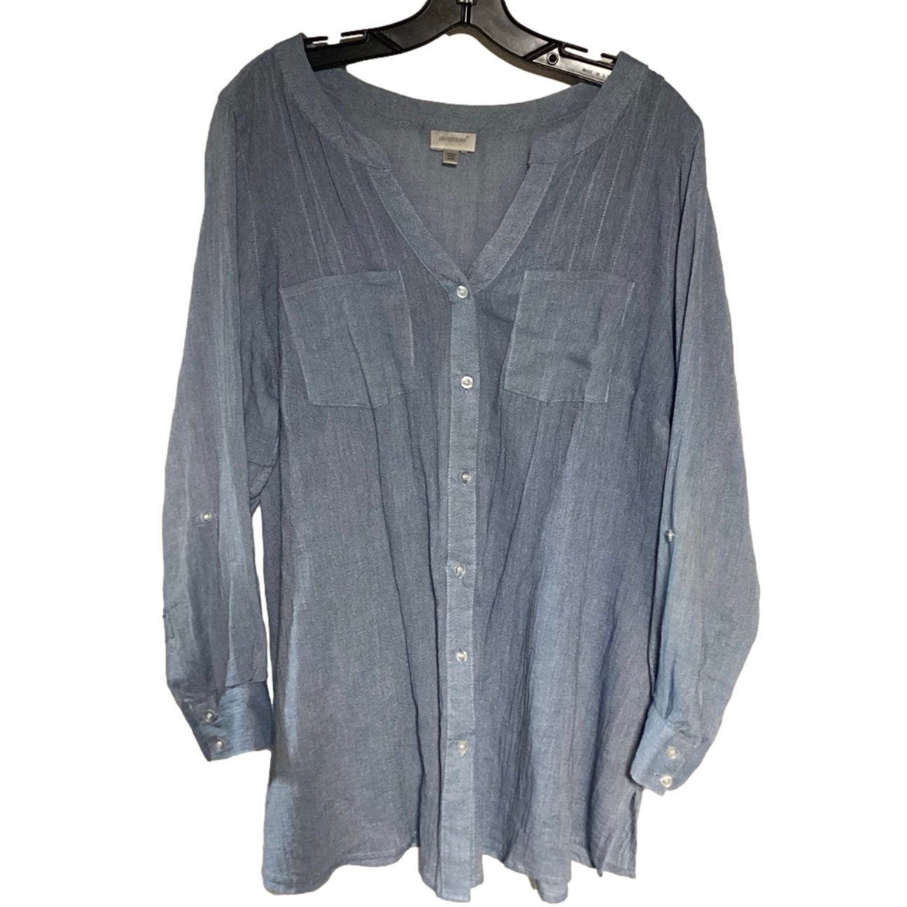 High quality Avenue blue button down shirt long sleeves lightweight Size 18/20 HehsQ8IJr online store