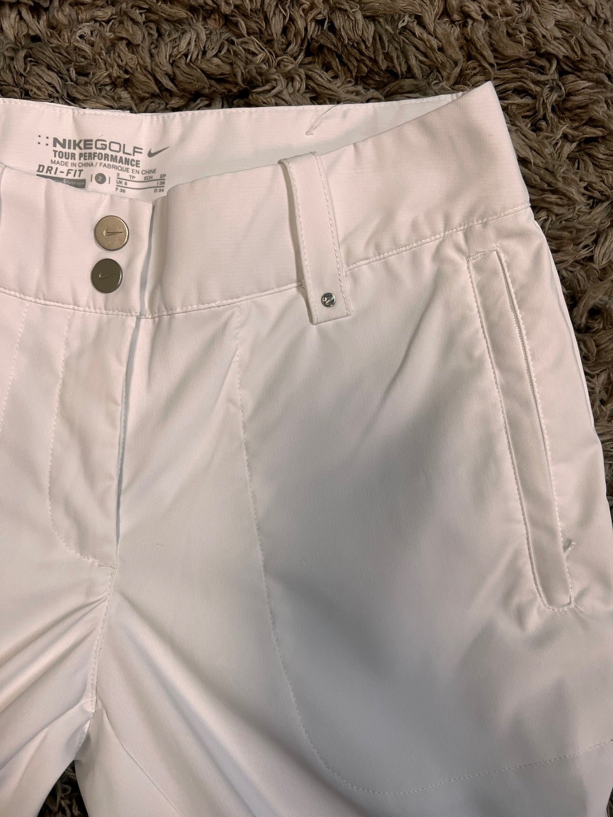 Gorgeous Nike Golf Tour Performance Dri-Fit Pants Women´s Size 2 White Active Flat Front HSNABQgRa Discount
