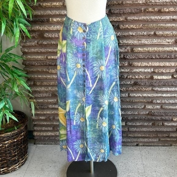 Simple Players Vintage 90s Turquoise Purple Floral Grunge Button Front Maxi Skirt NkwAFUIx5 hot sale