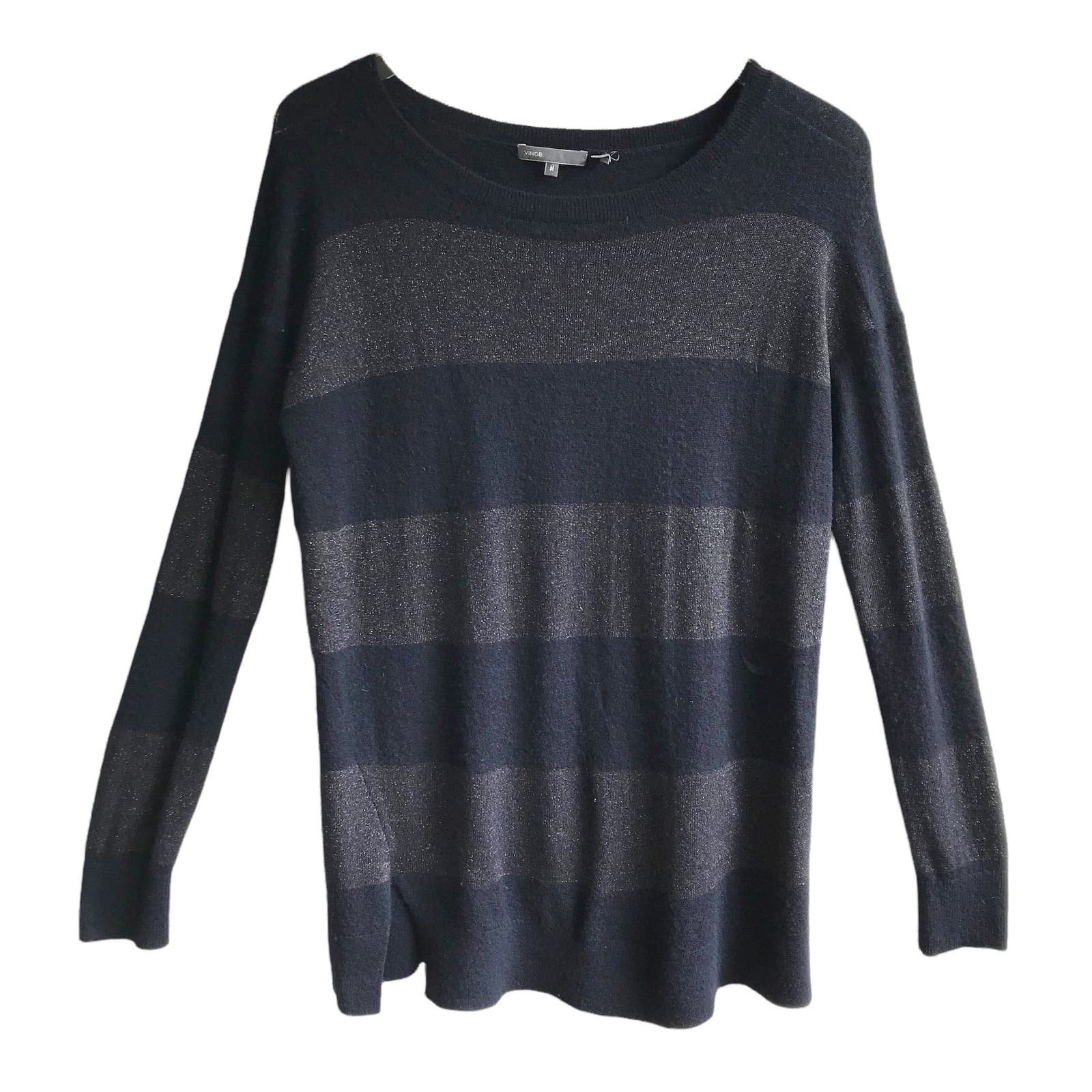 Personality Vince Cashmere Metallic Rugby Stripe Knit S
