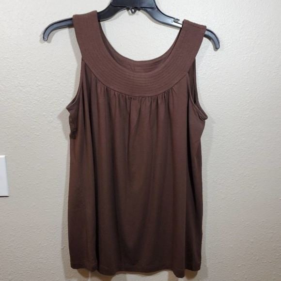 large discount Dressbarn embroidered brown soft tank to