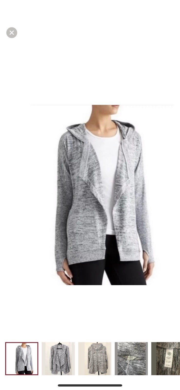 cheapest place to buy  NWOT Athleta Blissful Gray Open Front Hooded Cardigan Sweater Size Medium IAPslnmUx for sale