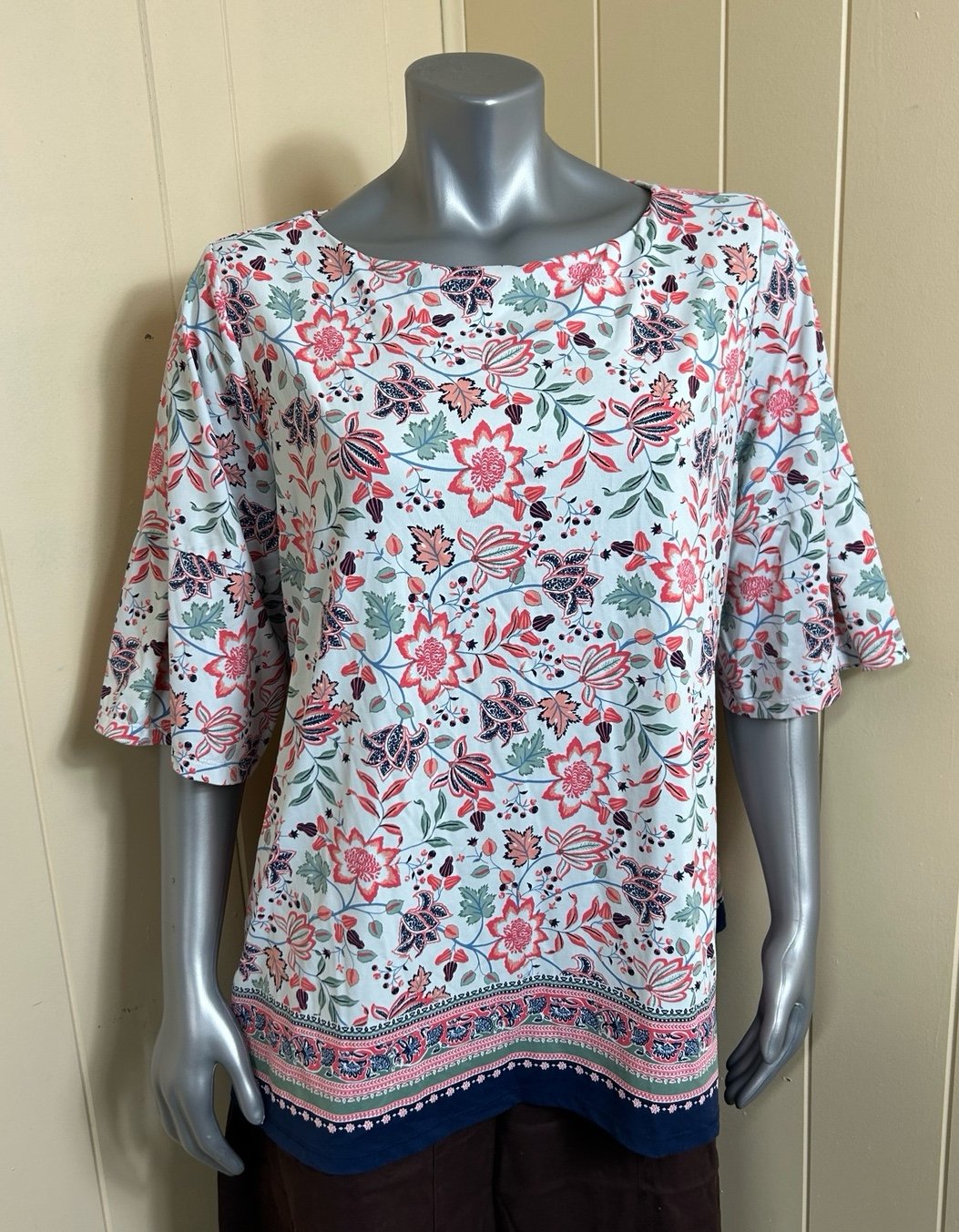 Amazing Charter Club Floral Print Tunic Blouse Womens S