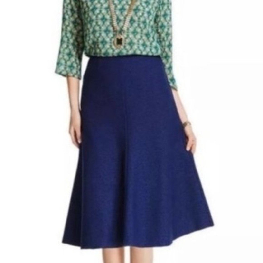 Personality NWOT CAbi Tulip Textured Blue A-Line Midi S