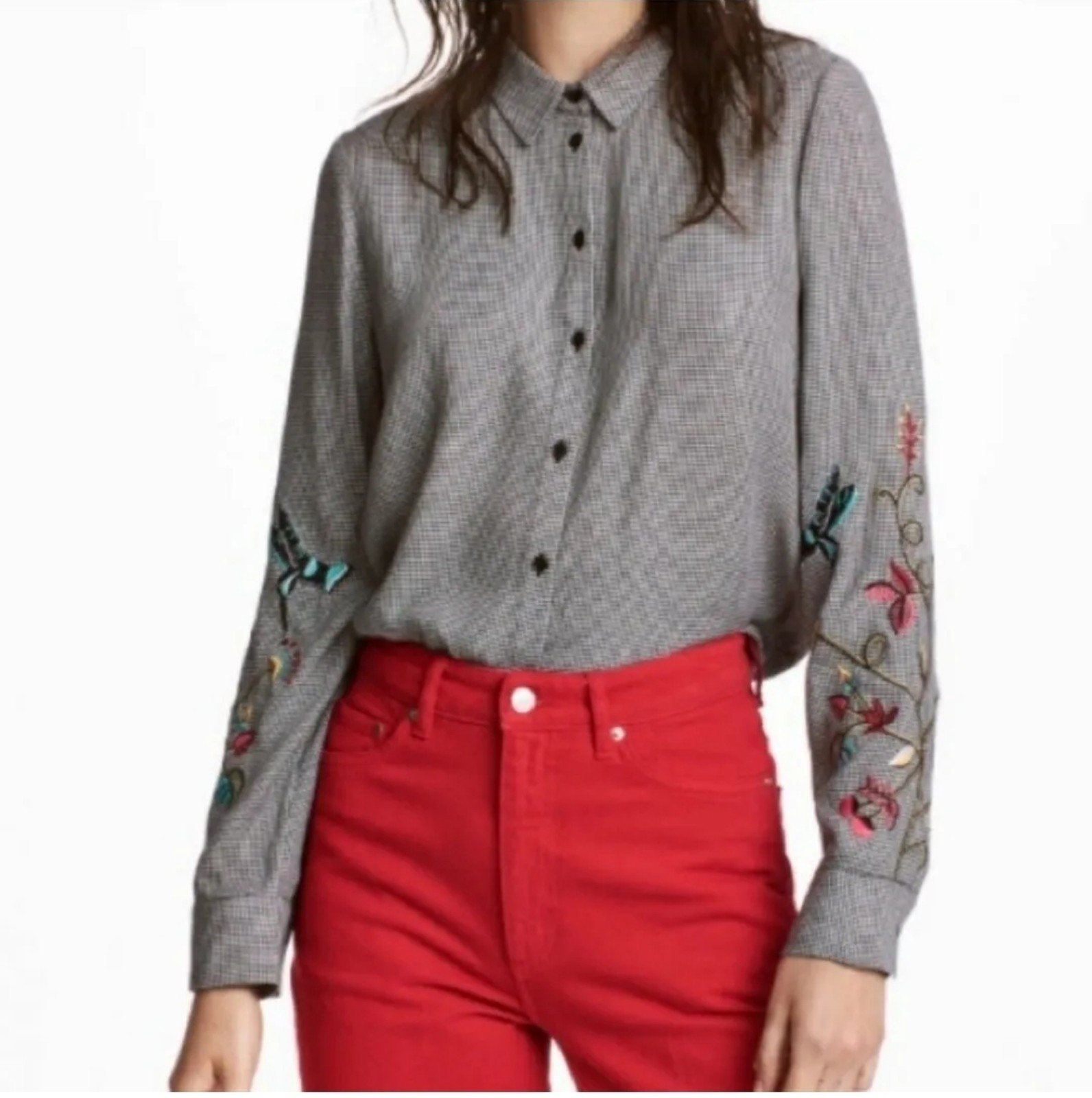 Authentic H&M • Embroidered Buttondown htOp9uW1G Wholes