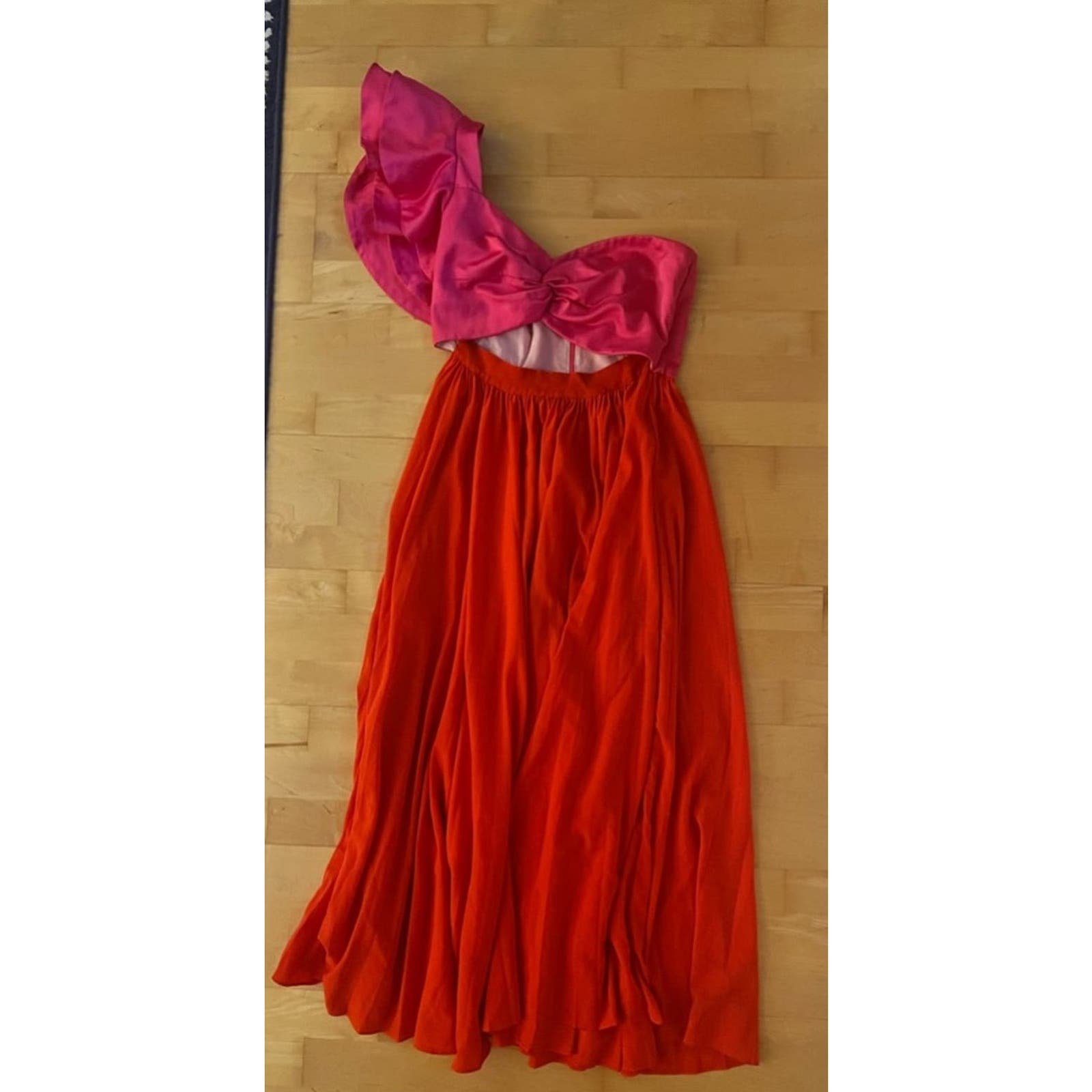 Personality AMUR Cleopatra Pleated Dress red pink one shoulder bow pleated midi dress size 6 PMakAKmGj Factory Price