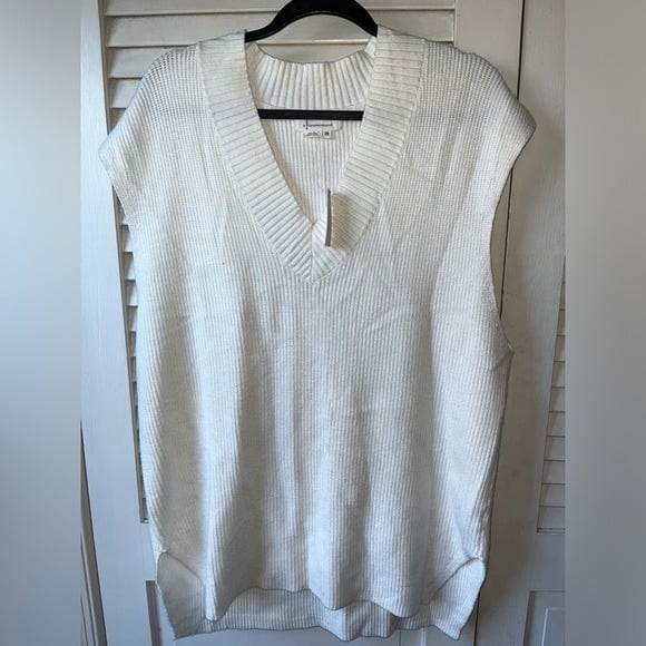 High quality NWT Anthropologie Classic V Neck Ribbed  Sweater Vest White One Size mo1kDd4Pd Zero Profit 