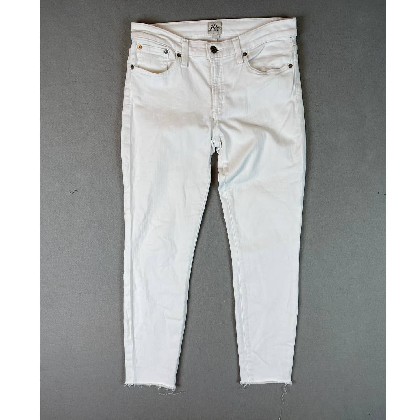 Affordable J. Crew Toothpick Denim Womens 28 White Jeans Ankle Cropped Raw Hem kvprJCy9A just for you