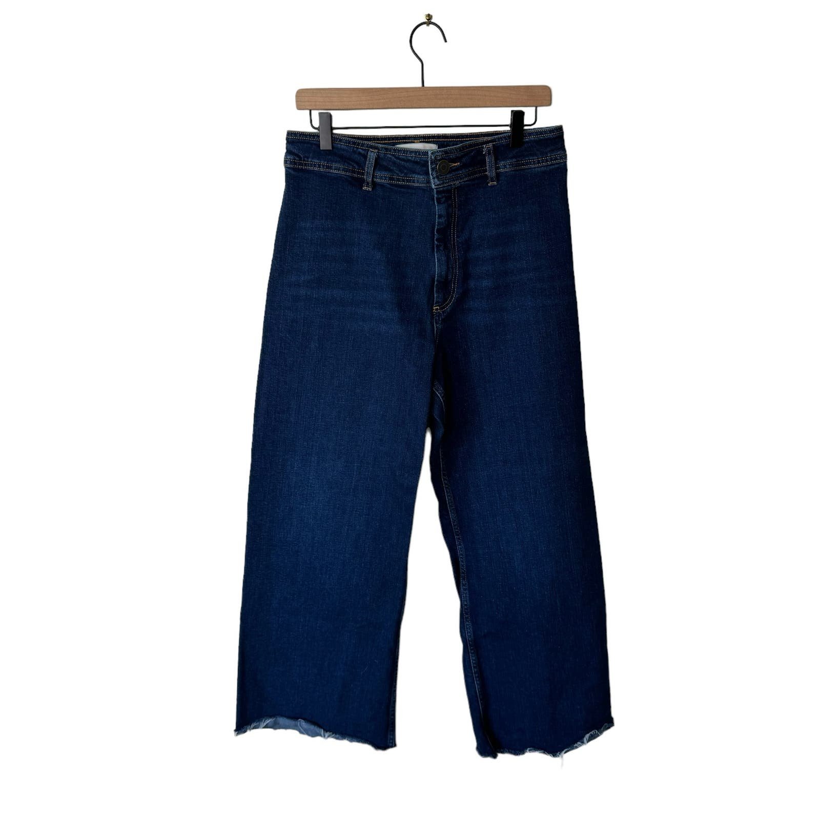 cheapest place to buy  ZARA Wide Leg Crop Frayed Hem Denim Jeans Size 12 MuBnoCGIq Counter Genuine 