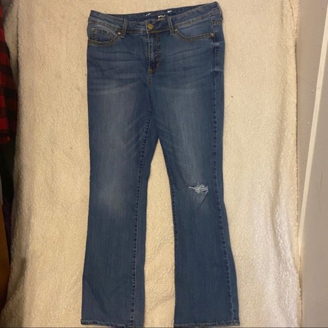 Stylish Seven7 Womens Size 12 Rocker Slim Bootcut Distressed Denim Blue Jeans PezYjOZXv outlet online shop