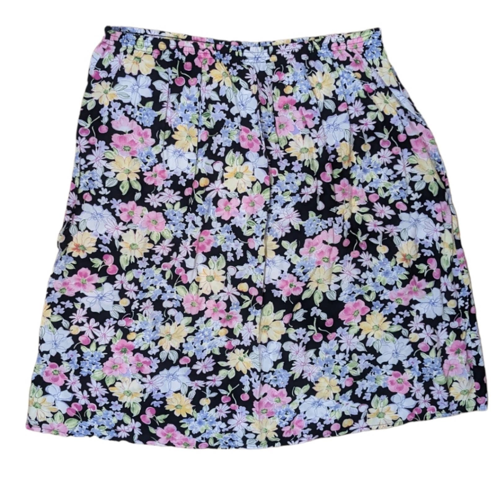Wholesale price 90s floral midi skirt with elastic wais