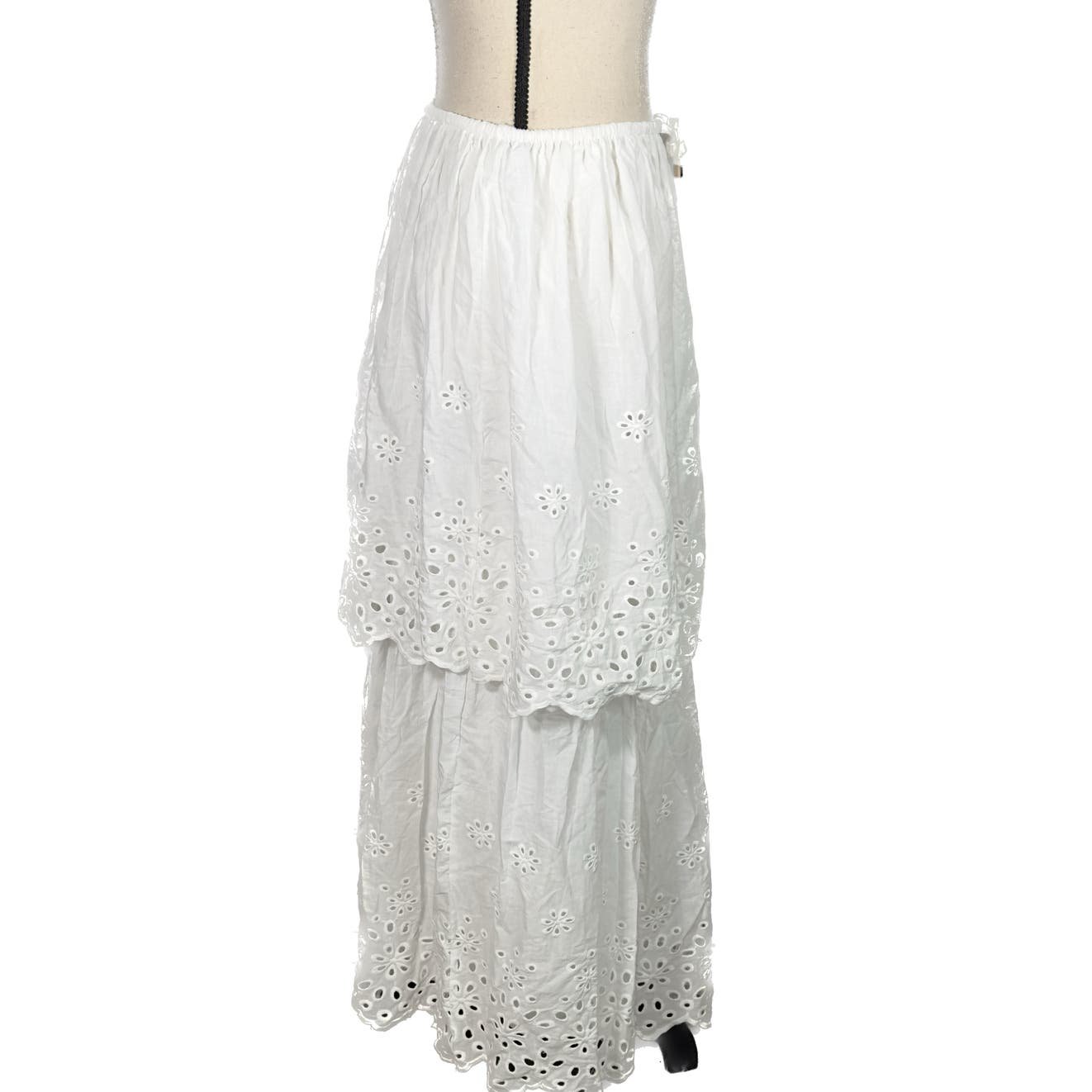 Stylish Mon Renn White Tiered Eyelet Maxi Skirt Women´s Size 4 NWT JOV81MC5N Online Shop