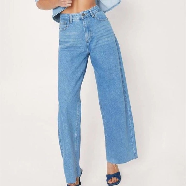 Perfect NASTY GAL High Waisted Wide Leg Slouchy Jeans Pants Raw Hem Plus Size 18 HrVoyYUJt best sale
