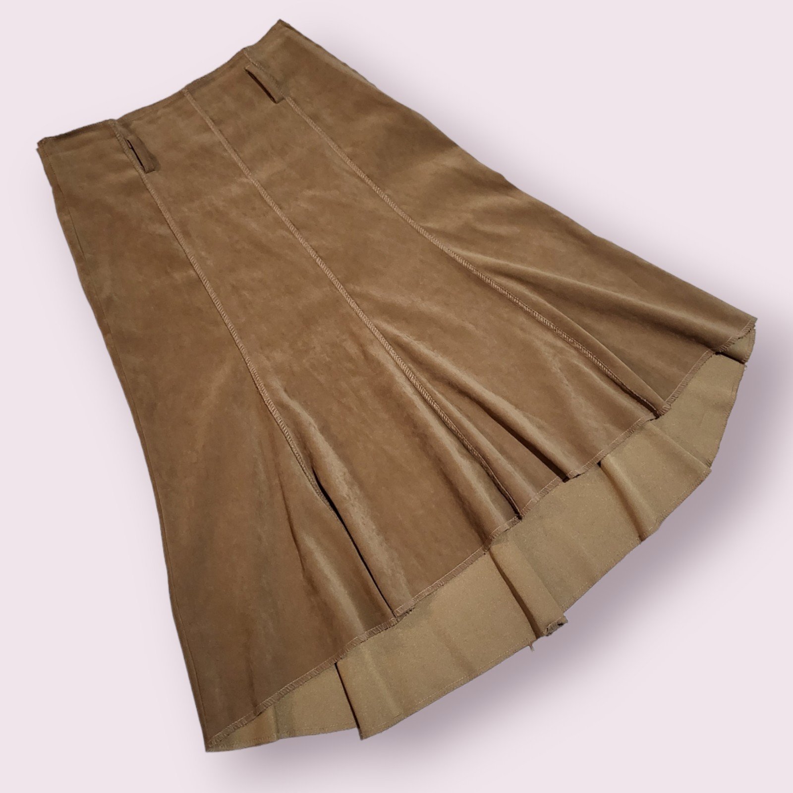 Affordable Small vintage Size 11 Luly K New York Tan Polyester Midi Skirt Gs5sfTMeY US Sale