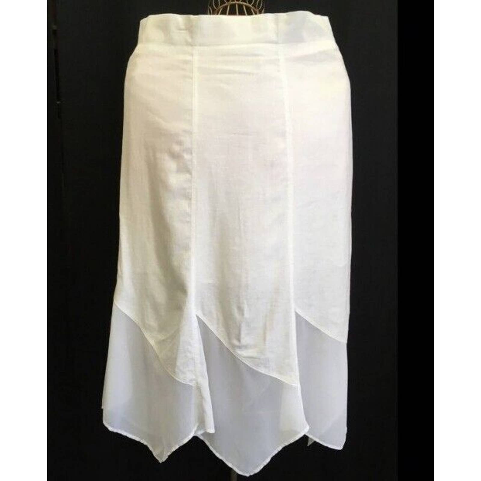 Elegant Chicos Size 1 Skirt Maxi White Hanky Hem Womens