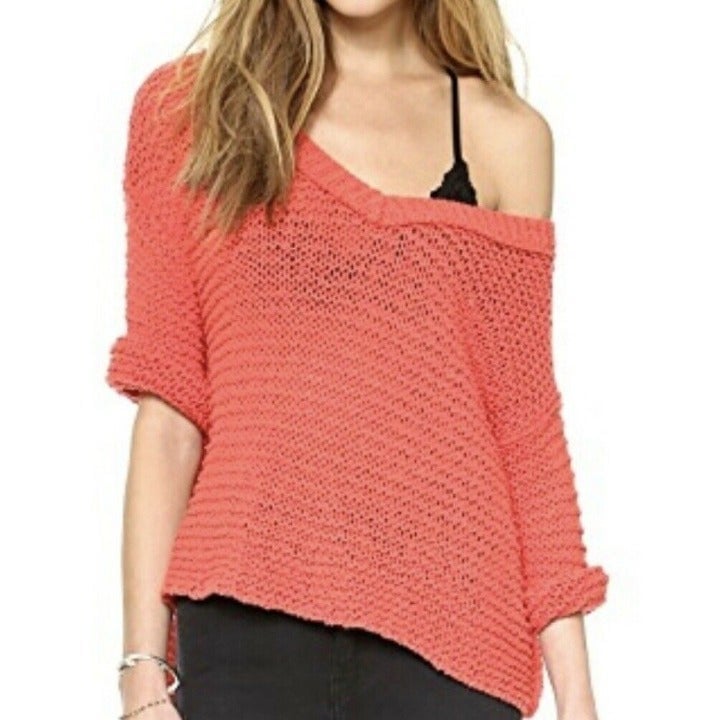 Popular Free People Chunky Knit Sweater Slouch V Neck O