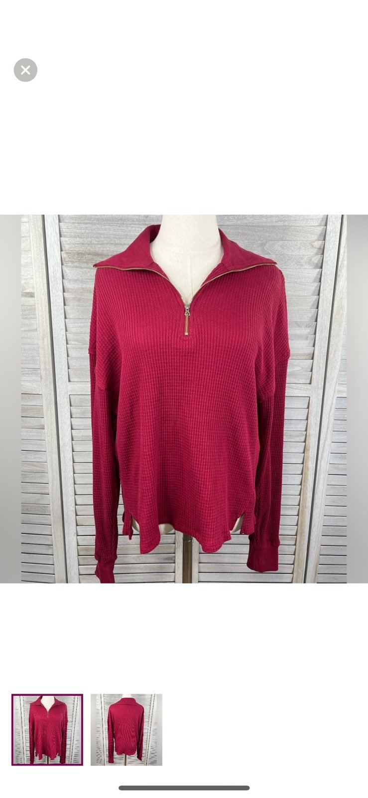 Popular UNIVERSAL THREAD Thermal Knit Long Sleeve Zipped Neckline Cranberry-Large oNfmbeKsx Great