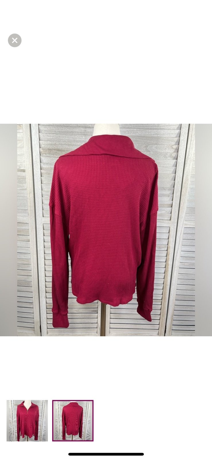 Popular UNIVERSAL THREAD Thermal Knit Long Sleeve Zipped Neckline Cranberry-Large oNfmbeKsx Great