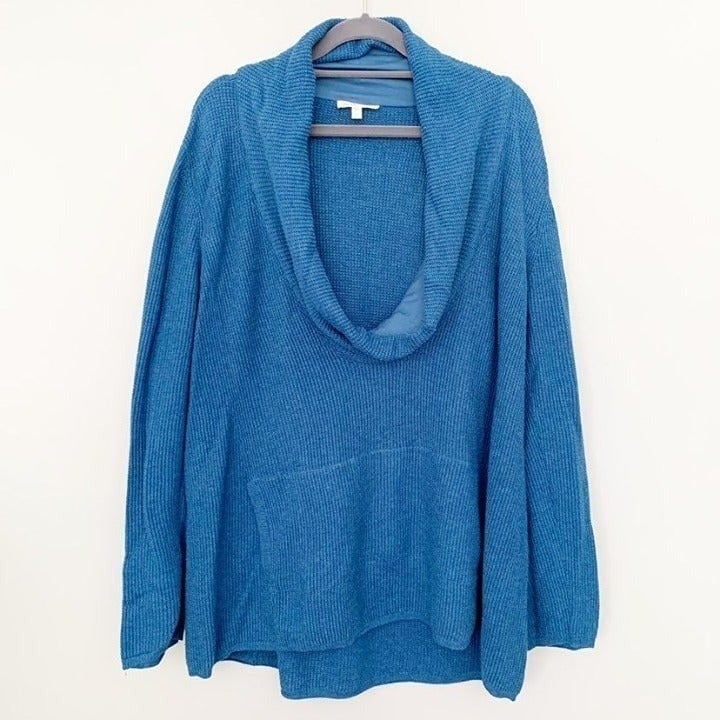 large selection Eileen Fisher blue cowl neck sweater - 