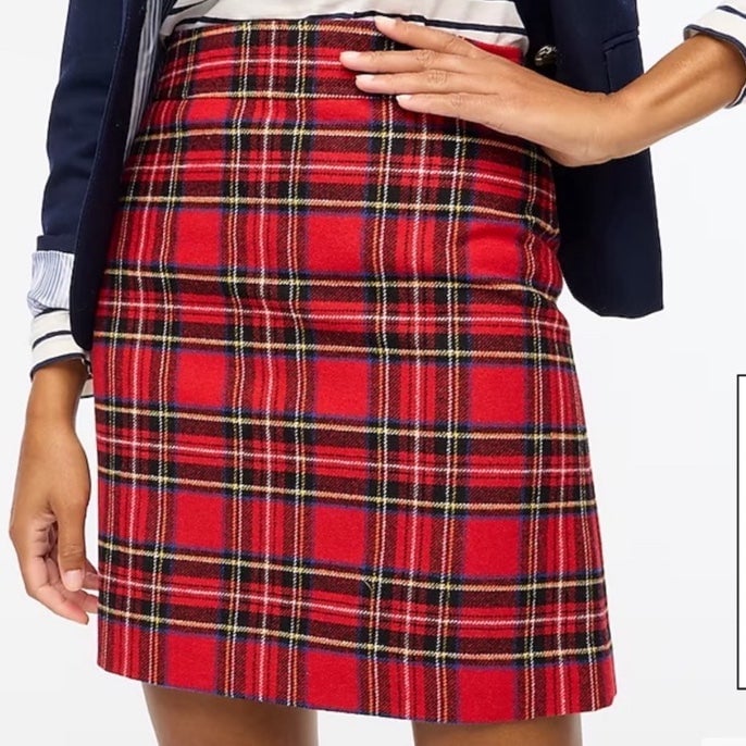 Fashion JCrew Red Plaid Tartan Wool Mini Skirt Womens 4