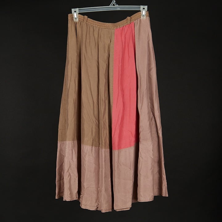 Elegant Vintage Diane Gilman 100% Silk Colorblock Skirt Size Small p7hgJOcTV US Sale