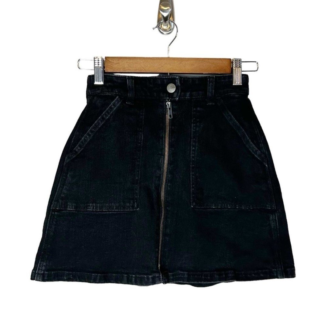 floor price Madewell Black Denim Zip Front Skirt Size 2