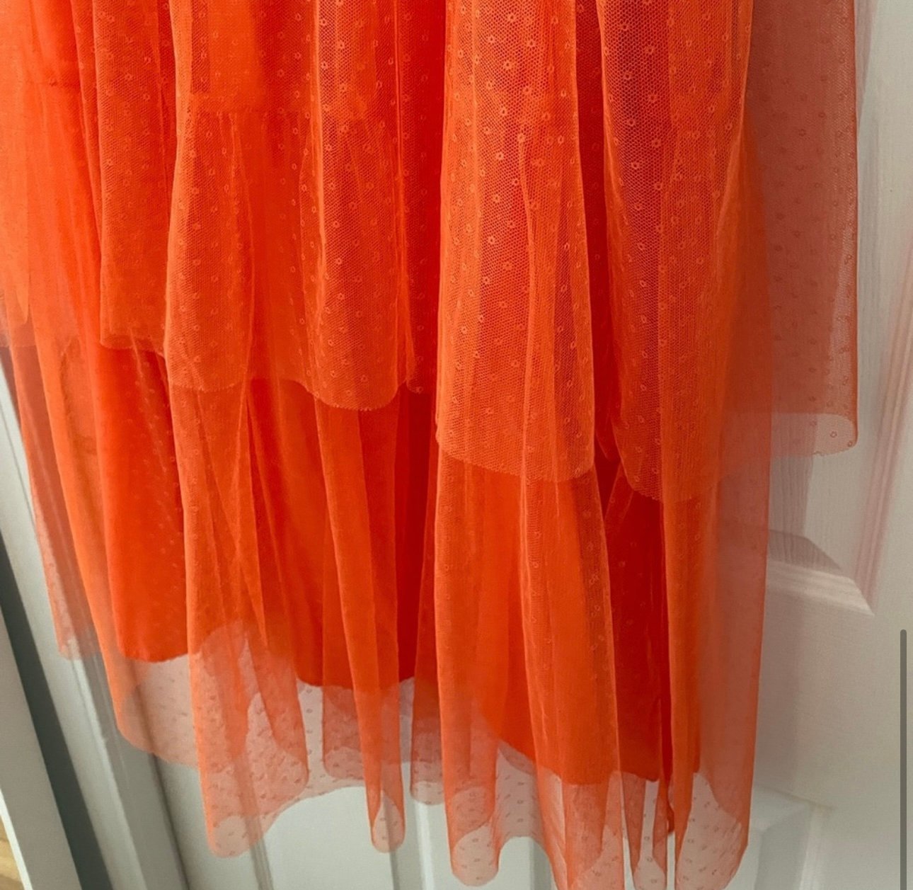 large selection ANTHROPOLOGIE Evelyn Tiered Tulle Lace MIDI Skirt Orange SIZE L OT61UNp0e outlet online shop