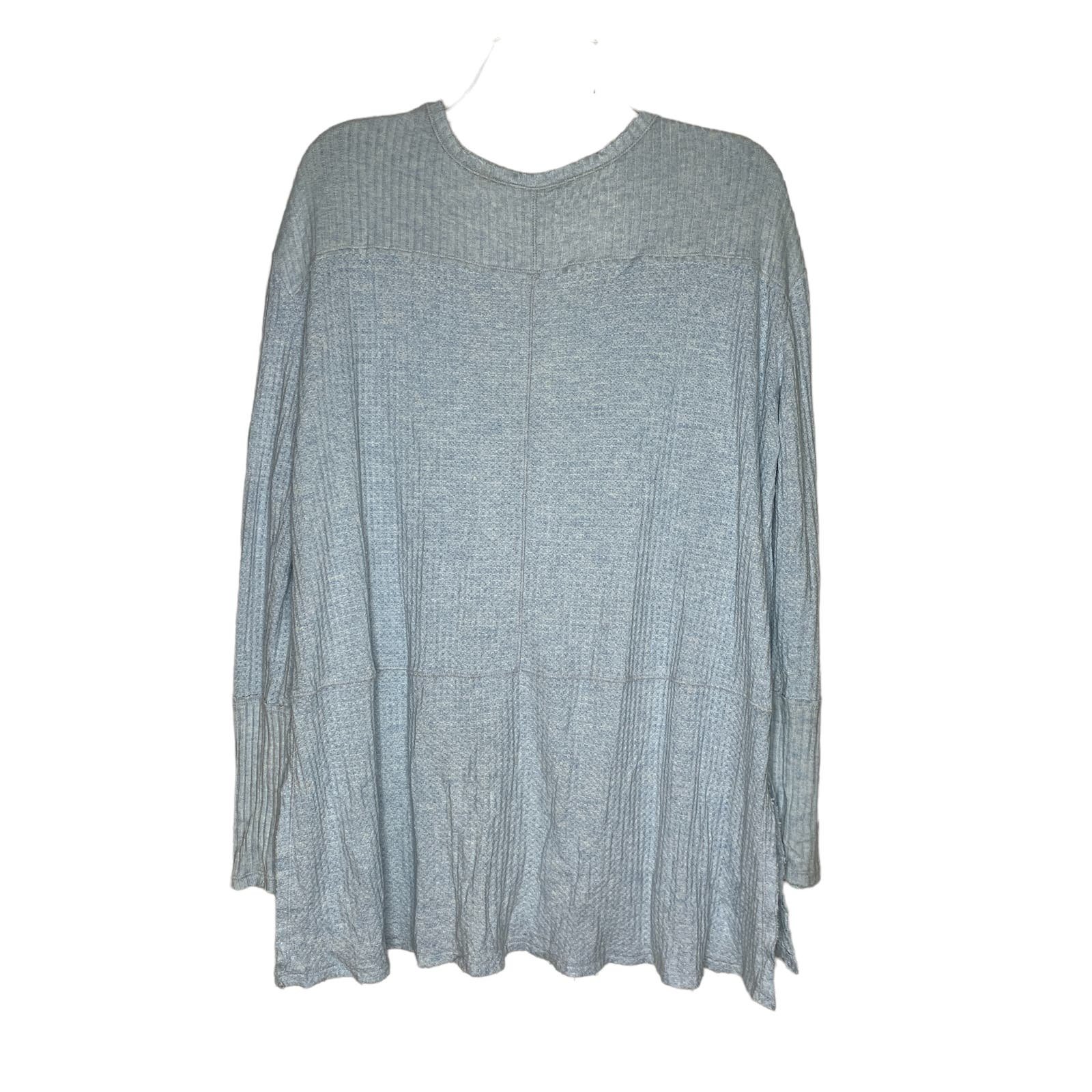 Classic Free People Blue Waffle Knit Tunic Top Shirt Small Oversized GPUw3Px4Q best sale