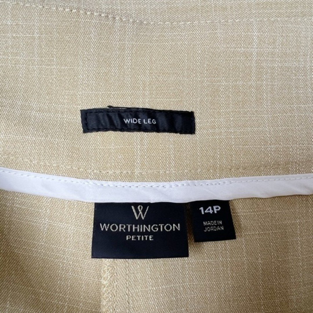 large discount Worthington Linen High Waist Tan Paper bag Wide Leg Boho Natural Beach Pants kZaDnaGLI Outlet Store
