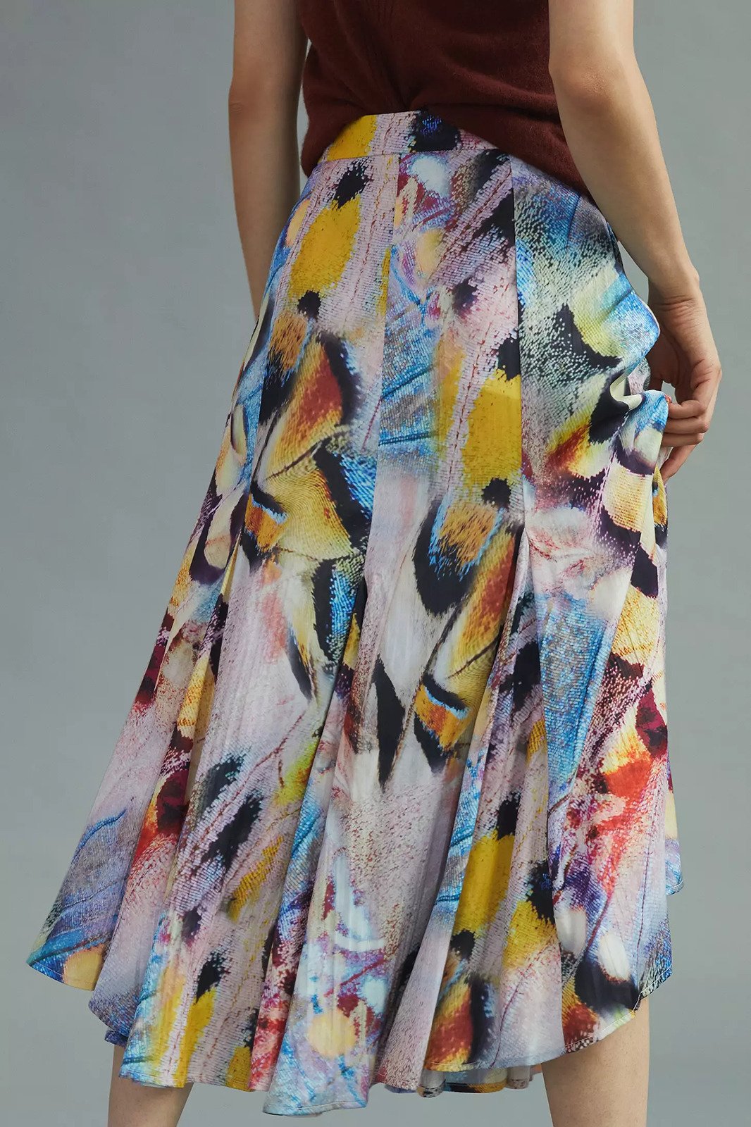 The Best Seller NWT Anthropologie 8 A-Line Midi Skirt Watercolor Art Vibrant Abstract 160$ OfuzES9f2 Zero Profit 