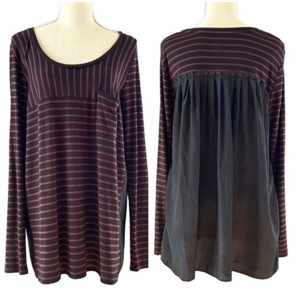 Popular Heather by Bordeaux Pleated Back Striped Long S