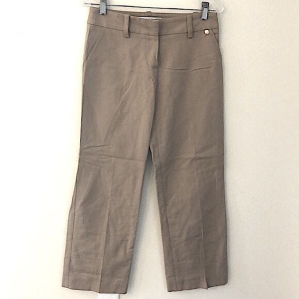 Custom Trina Turk khaki dress pants cropped straight leg front pockets flat back SZ 0 O5z7FPBlh on sale
