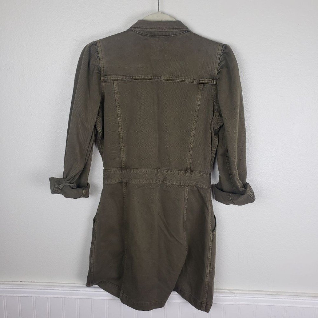floor price Women´s Rail Mini Olive Green Denim Jean Button Up Long Sleeve Dress Size Small n1Ek94adf just for you