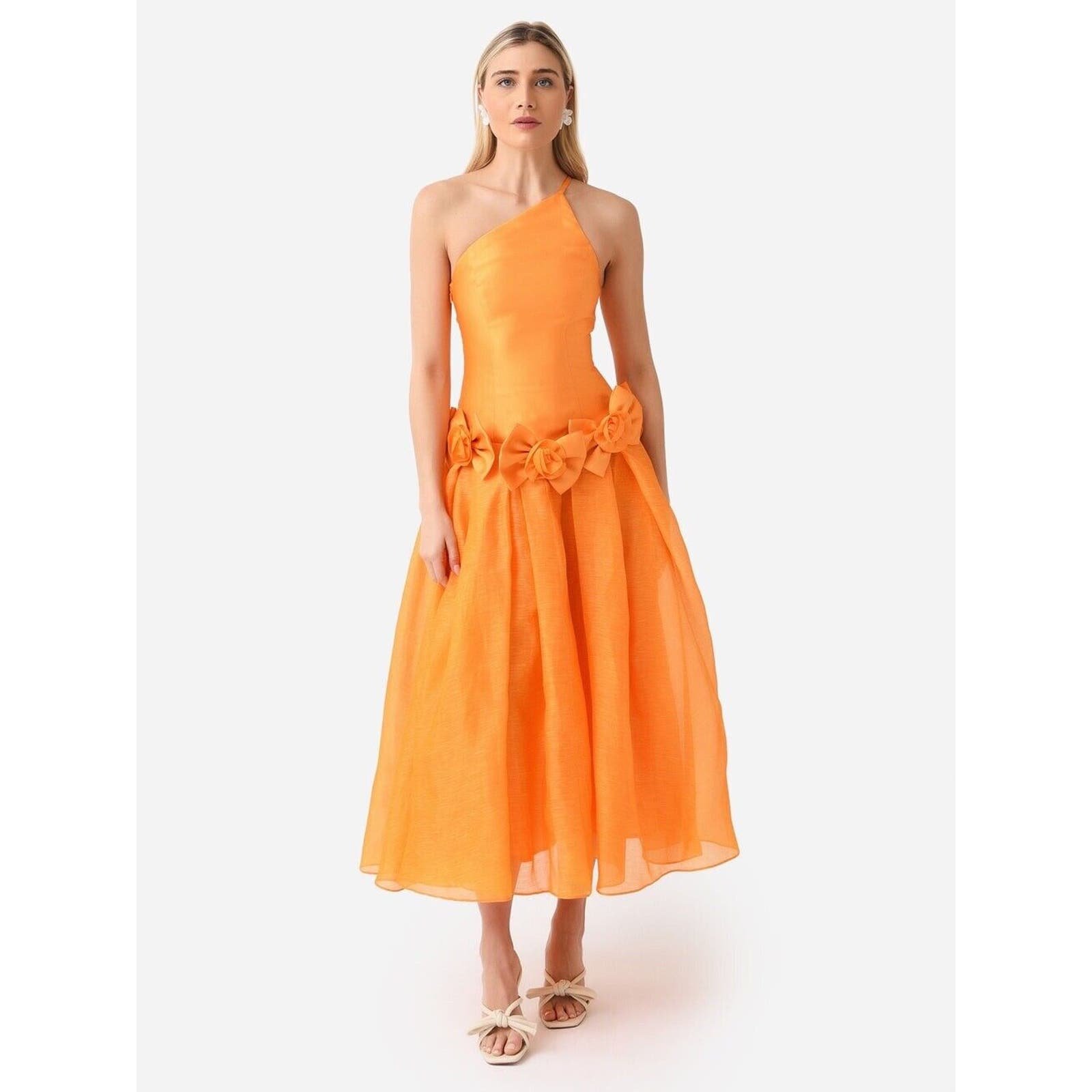 Custom Alemais Macie One Shoulder Rosette Full Skirt Dress in Saffron/orange Size 6/ S nnlsqoYkG outlet online shop
