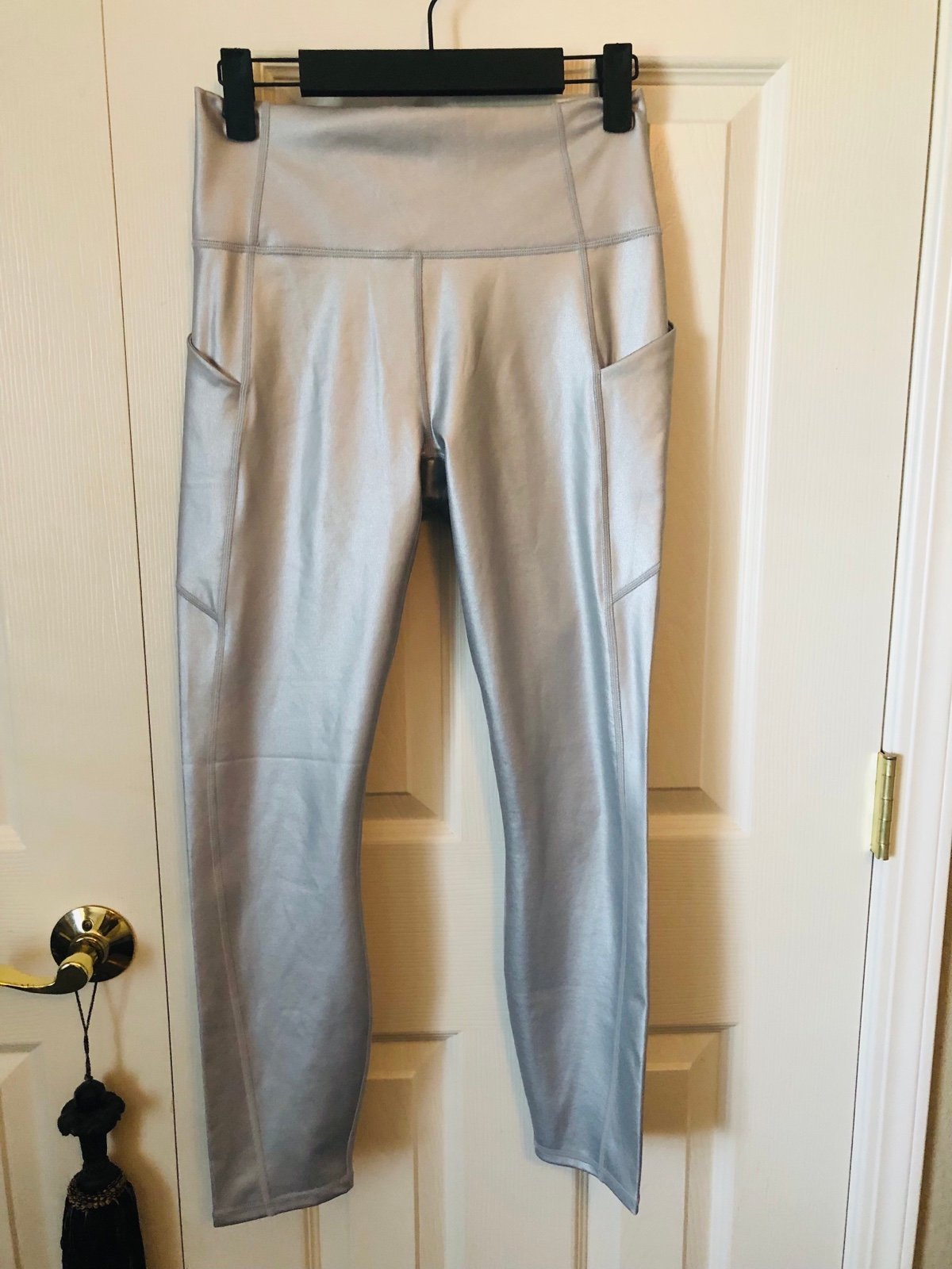 Custom Fabletics leggings. NWT! Silver shimmering color