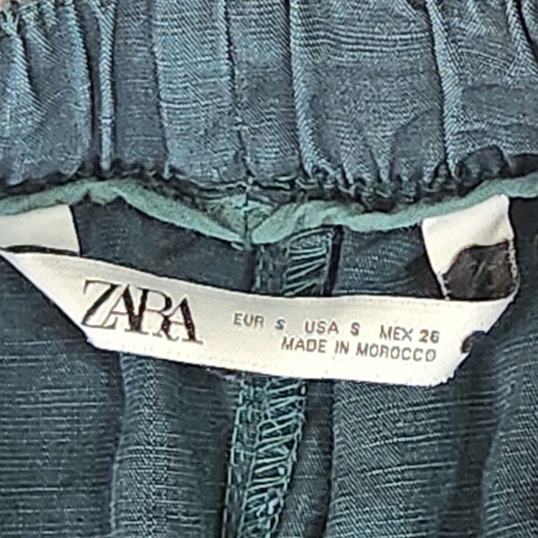 Classic Zara Jogger Pants Women´s S Green Linen Blend Baggy Tapered Casual Drawstring fYO8ipEq6 for sale