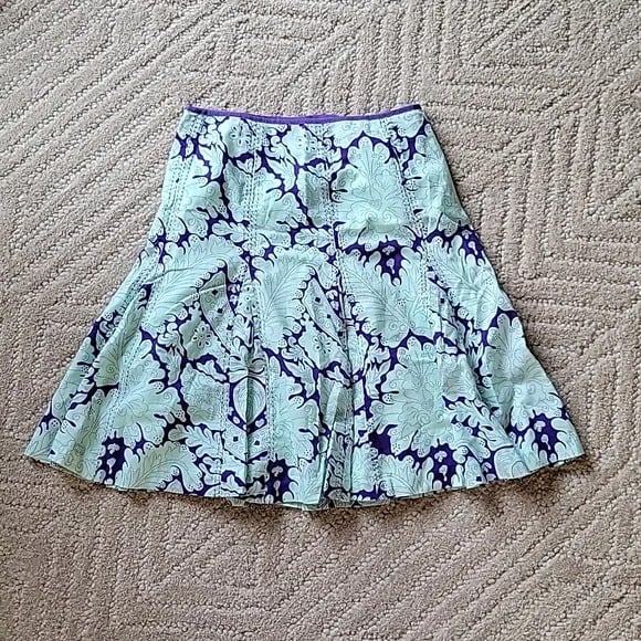 Nice Y2K Anthropologie Skirt Blue Purple Floral Knee Le