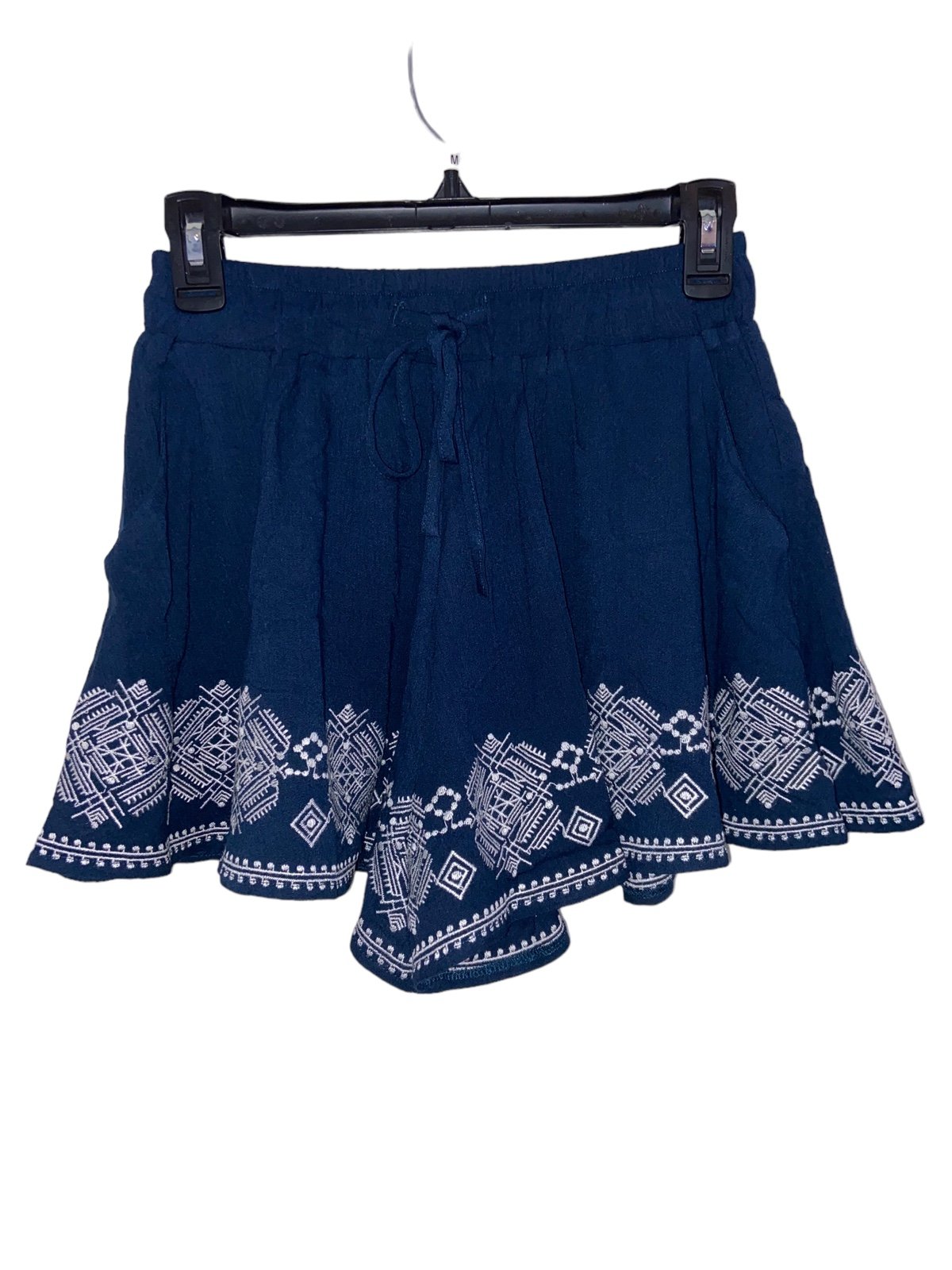 Beautiful Miss Me NWT Woman’s Boho Chic Navy Blue Lace Ruffle Stretch Shorts Size Small IIHXjSBuM Great