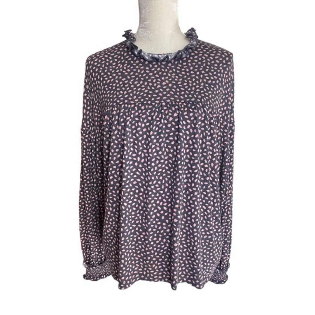 Simple Ann Taylor Women’s Animal Print Gathered Ruffle Neck Sleeves Top Size L Modal Gm1j2pggs Hot Sale