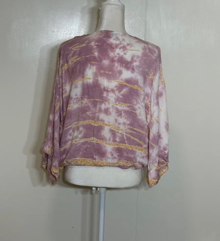 Beautiful Women’s Young Fabulous & Broke Crop Top Size M Tie Dye Deep V Neck Wide Sleeve jyM2cMCXI Everyday Low Prices