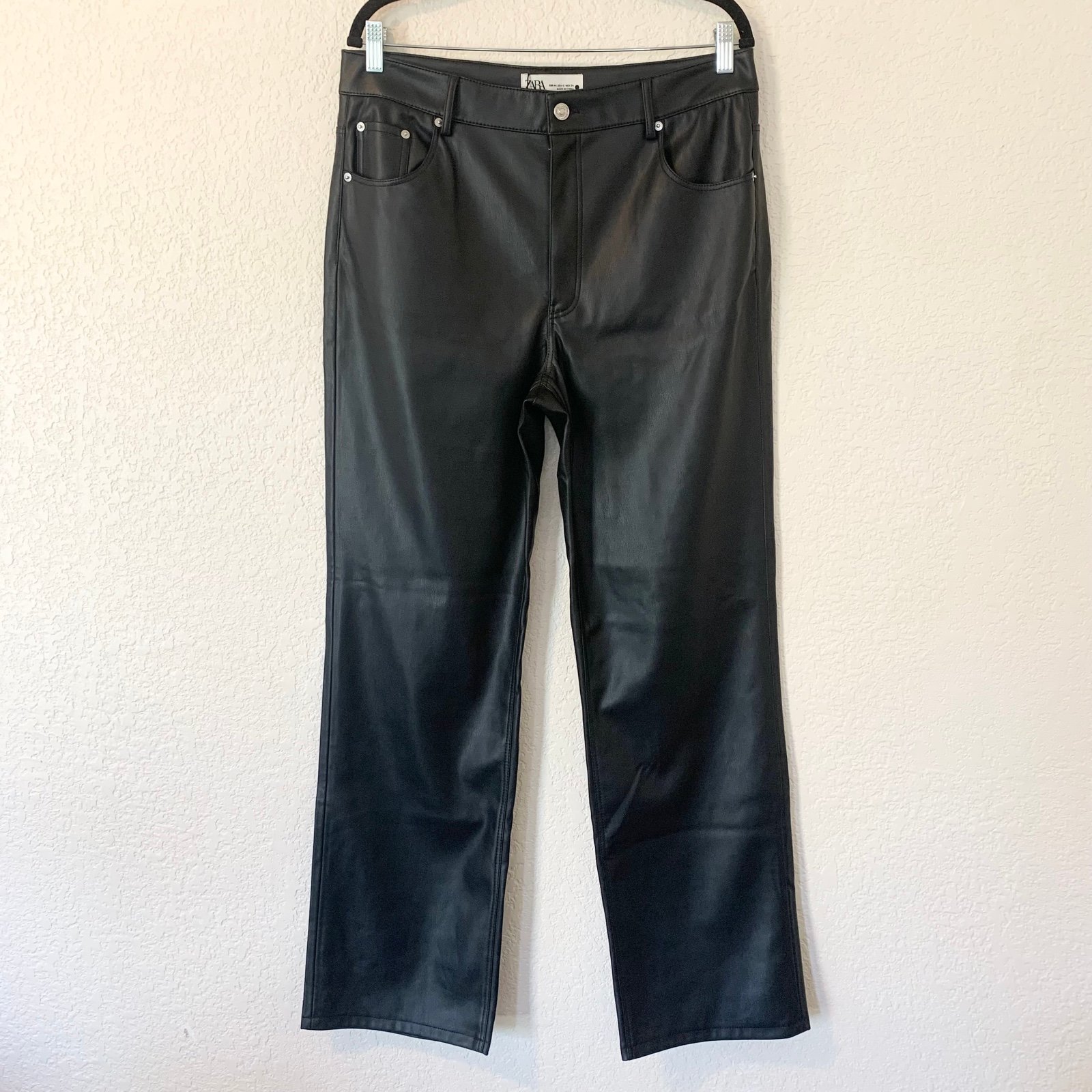 large discount NWT Zara Faux Leather ‘90s Wide Leg High Rise Pants in Black o1gjD8UTg Counter Genuine 