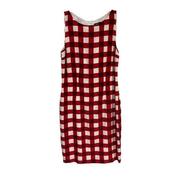 Custom W By Worth Womens Sheath Dress Red Gingham Sleeveless Zip Split Hem Silk Fall 2 k8EW7NaYr Buying Cheap