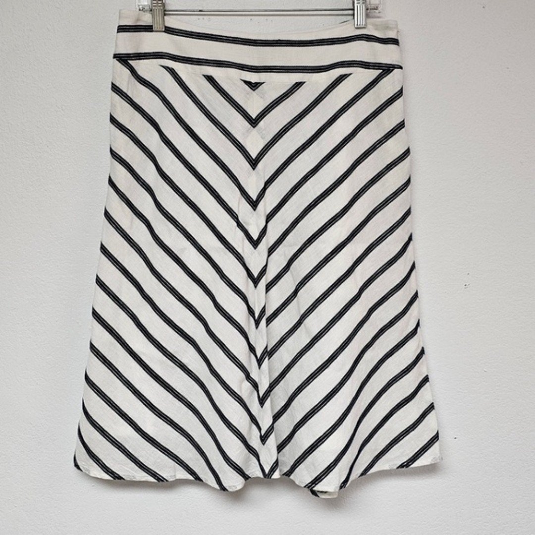 reasonable price Talbots. Linen Blend Diagonal Striped Full Skirt. Size 10. hlb1y8Q15 Low Price